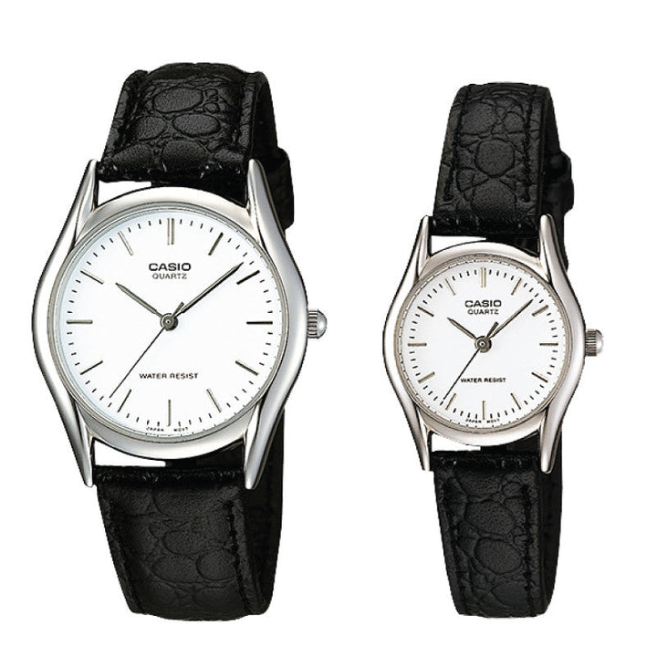 Relojes de Pareja Casio MTP-1094E-7A + LTP-1094E-7A - Negro Cuero Original