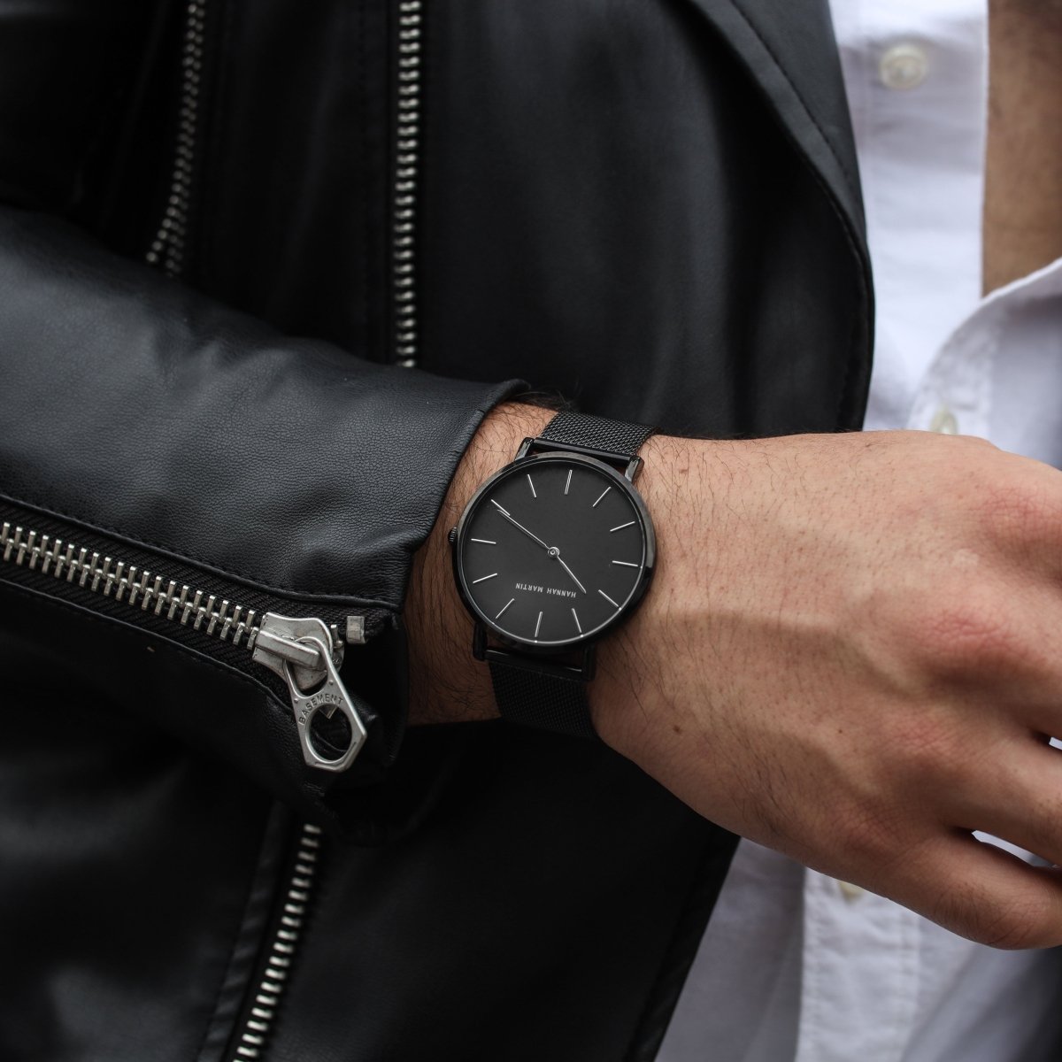 Reloj Hannah Martin Original Negro para Hombre - Malla Mesh 40mm con Fecha - Hannah Martin en Perú | Jherr Jewelry