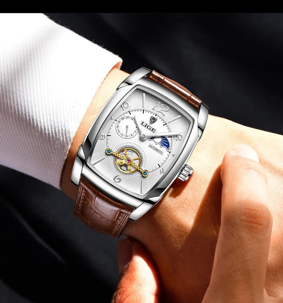 Lige Automatic Moon Phase Tourbillon Luxury Timepiece - JHERR JEWELRY en Perú | Jherr Jewelry