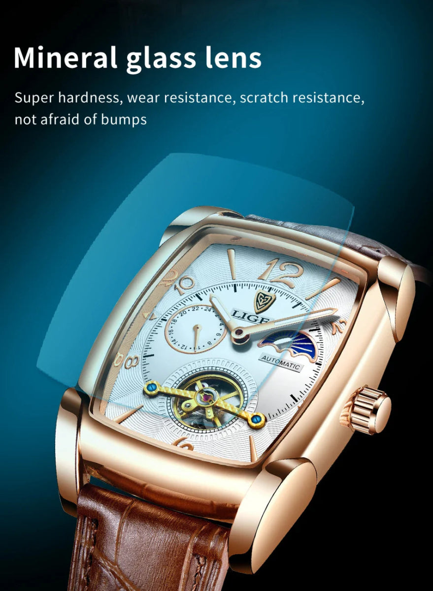 Lige Automatic Moon Phase Tourbillon Luxury Timepiece - JHERR JEWELRY en Perú | Jherr Jewelry