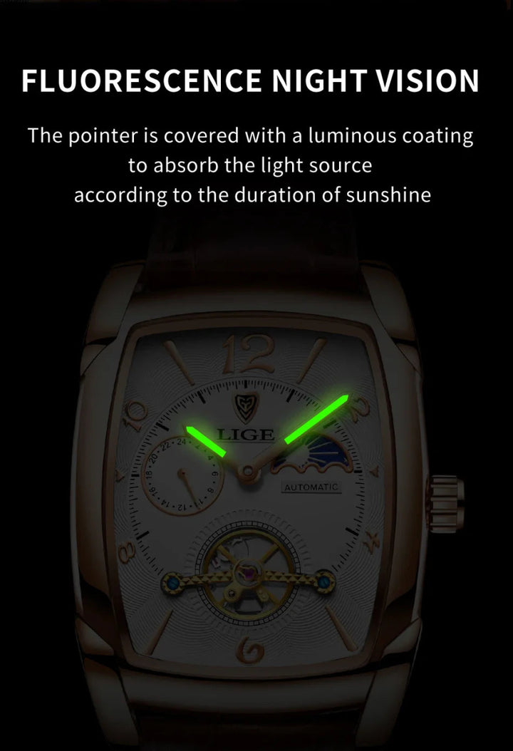 Lige Automatic Moon Phase Tourbillon Luxury Timepiece - JHERR JEWELRY en Perú | Jherr Jewelry