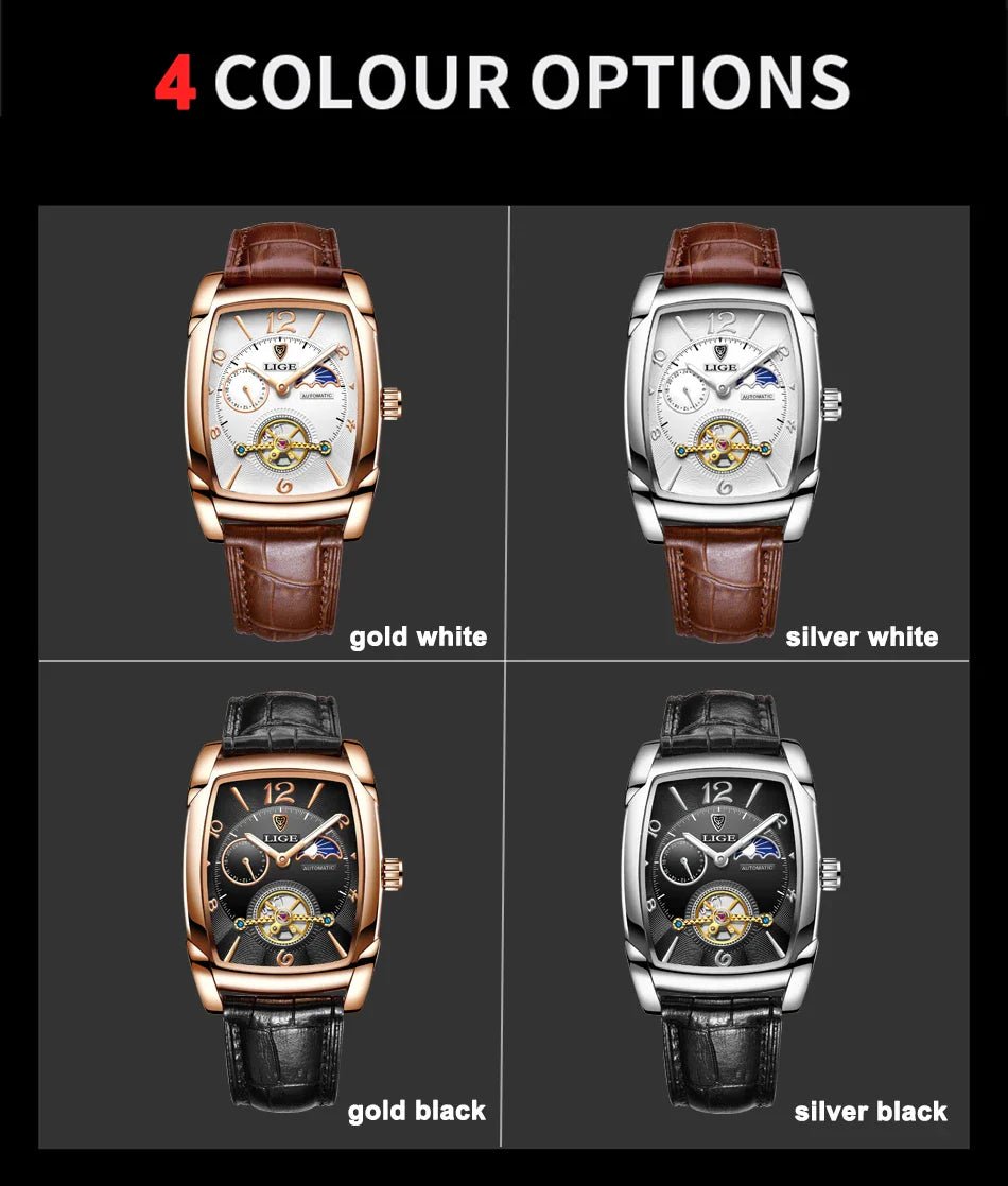 Lige Automatic Moon Phase Tourbillon Luxury Timepiece - JHERR JEWELRY en Perú | Jherr Jewelry