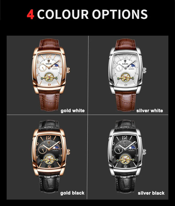 Lige Automatic Moon Phase Tourbillon Luxury Timepiece - JHERR JEWELRY en Perú | Jherr Jewelry