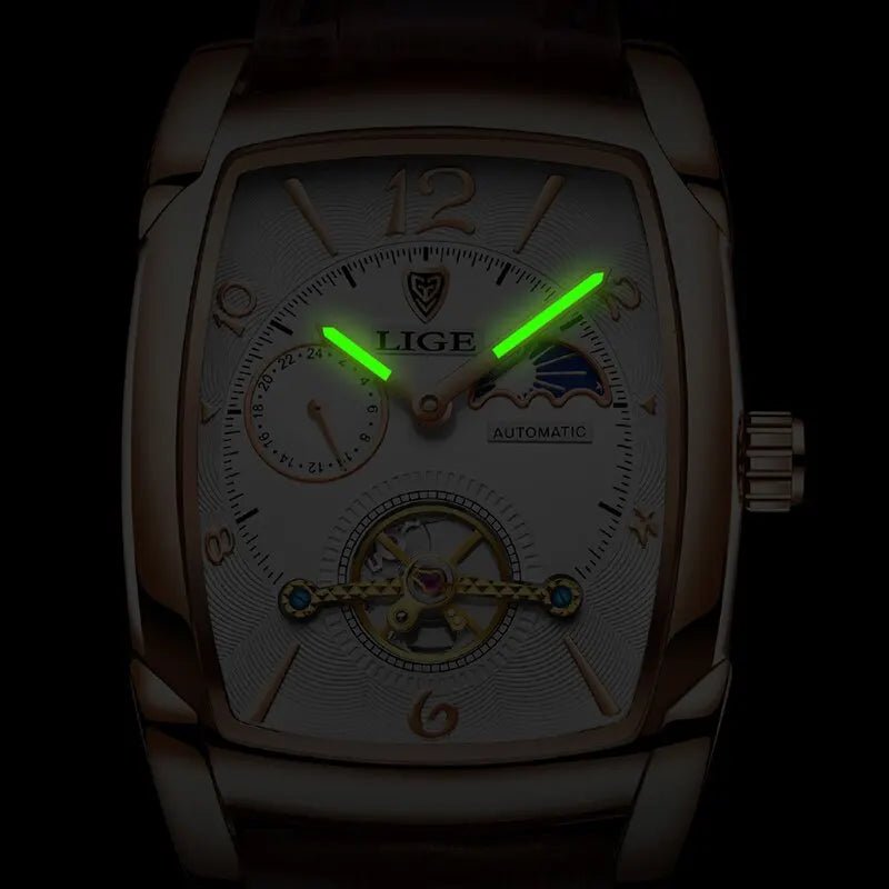 Lige Automatic Moon Phase Tourbillon Luxury Timepiece - JHERR JEWELRY en Perú | Jherr Jewelry