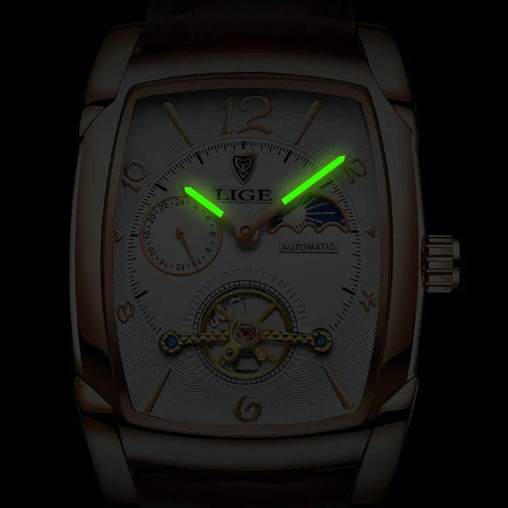 Lige Automatic Moon Phase Tourbillon Luxury Timepiece - JHERR JEWELRY en Perú | Jherr Jewelry