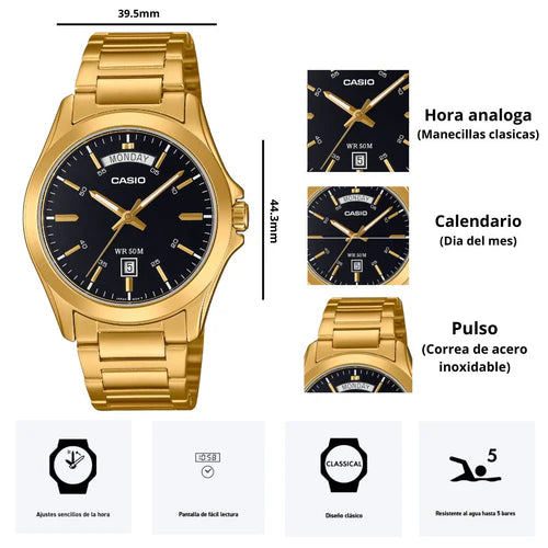 Reloj Casio MTP-1370D Hombre Acero Original