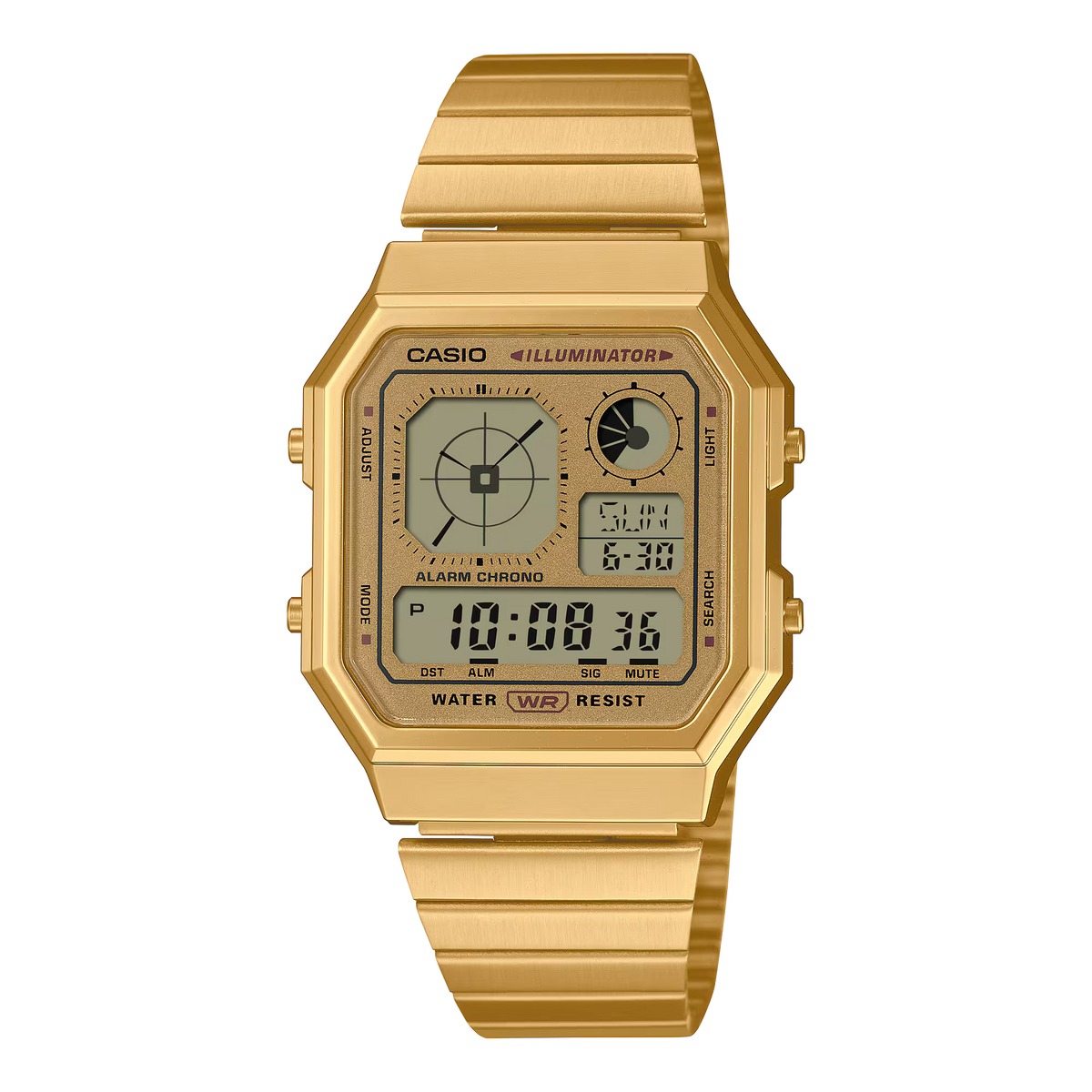 Reloj Casio A130WEG-9A Vintage dorado digital unisex con brazalete de acero