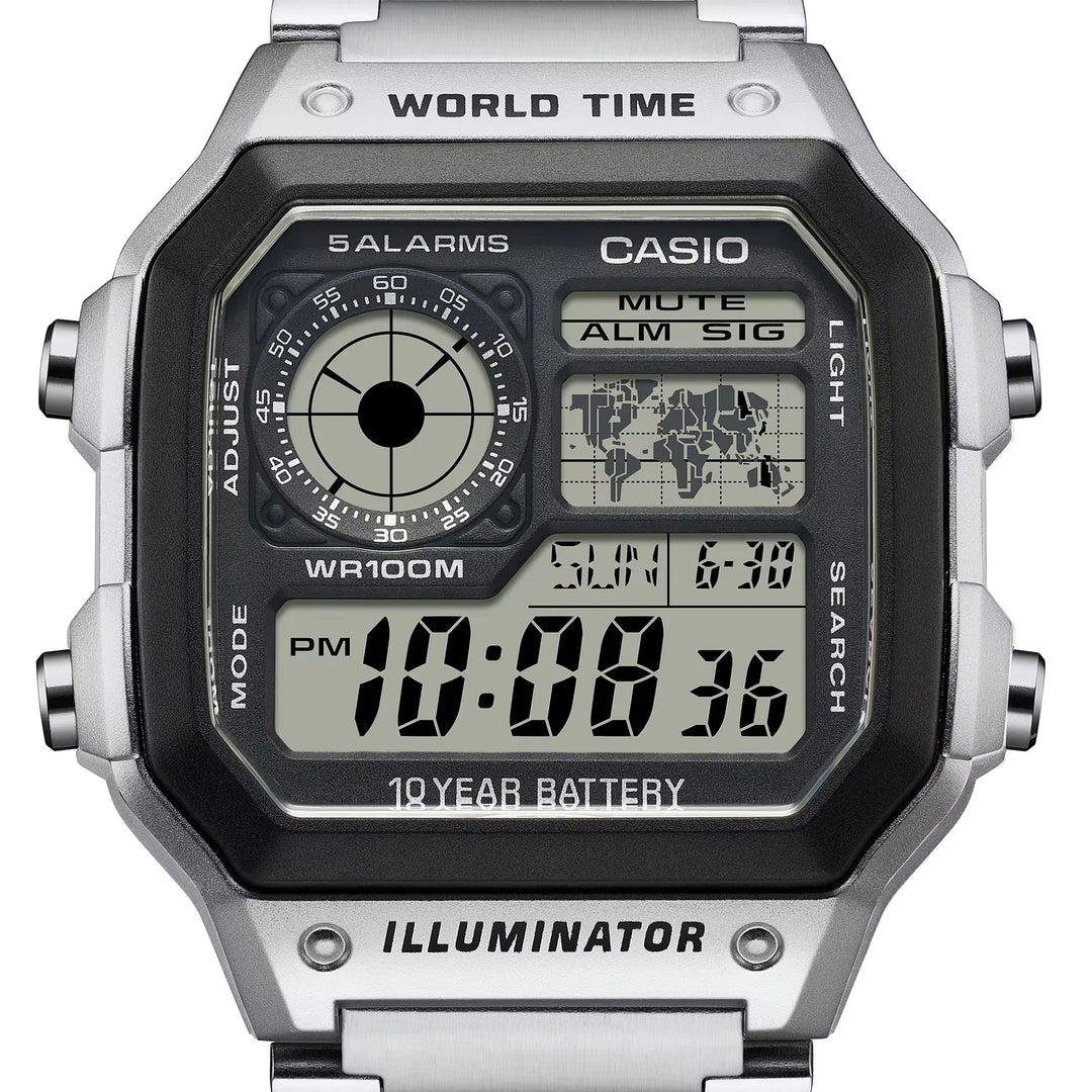 Reloj Casio AE-1200WHD-1A World Time Digital Hombre - Acero