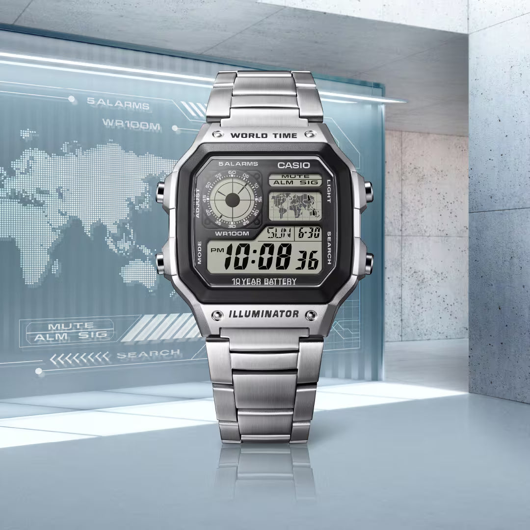 Reloj Casio AE-1200WHD-1A World Time Digital Hombre - Acero
