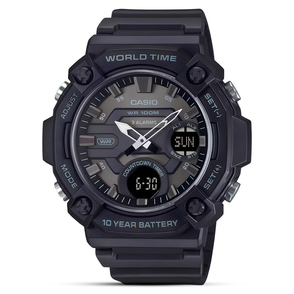 Reloj Casio AEQ-120W-1BV analogico digital negro 100m telememo hombre original en Perú - vista principal | Jherr