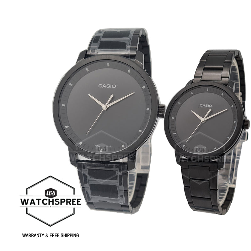 Relojes de pareja Casio MTP-B115B-1E + LTP-B115B-1E en acero negro originales