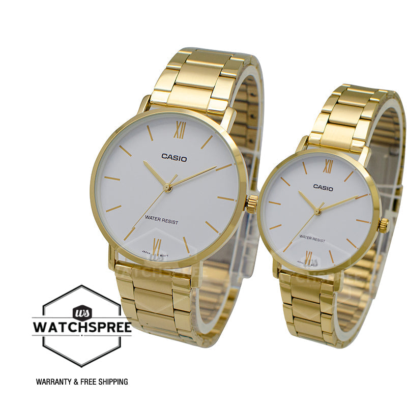 Relojes de pareja Casio MTP-VT01G-7B + LTP-VT01G-7B en acero dorado originales