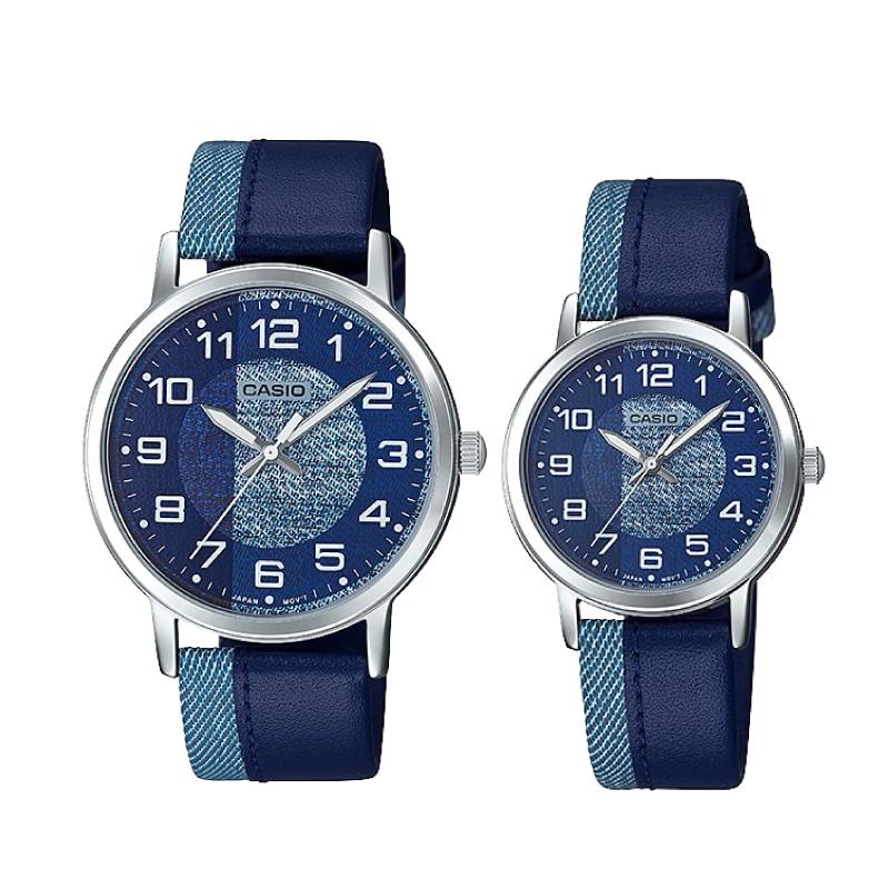 Relojes de pareja Casio MTP-E159L-2B1 + LTP-E159L-2B1 en cuero azul originales