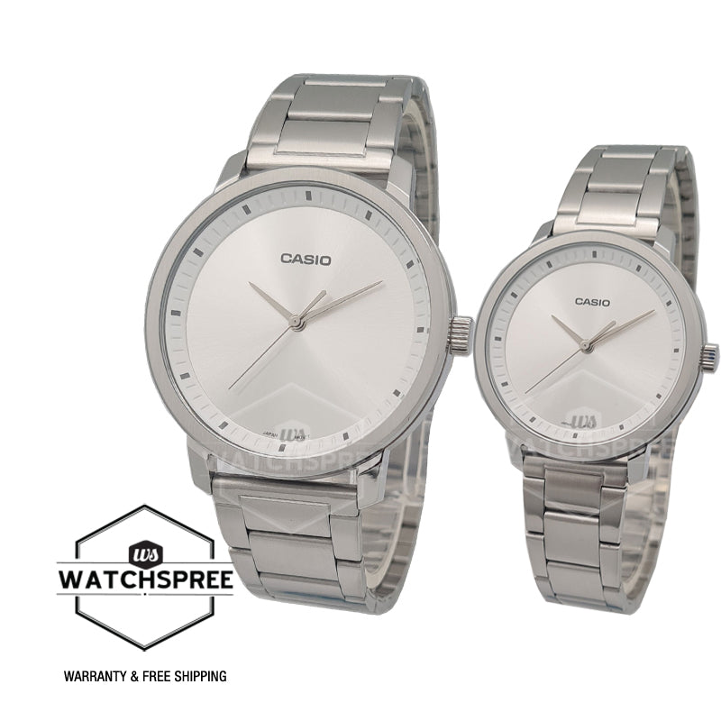 Relojes de pareja Casio MTP-B115D-7E + LTP-B115D-7E en acero plateado originales
