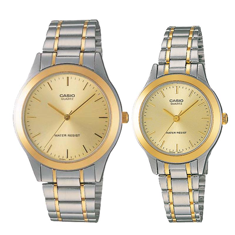 Relojes de pareja Casio MTP-1128G-9A + LTP-1128G-9A en acero bicolor originales