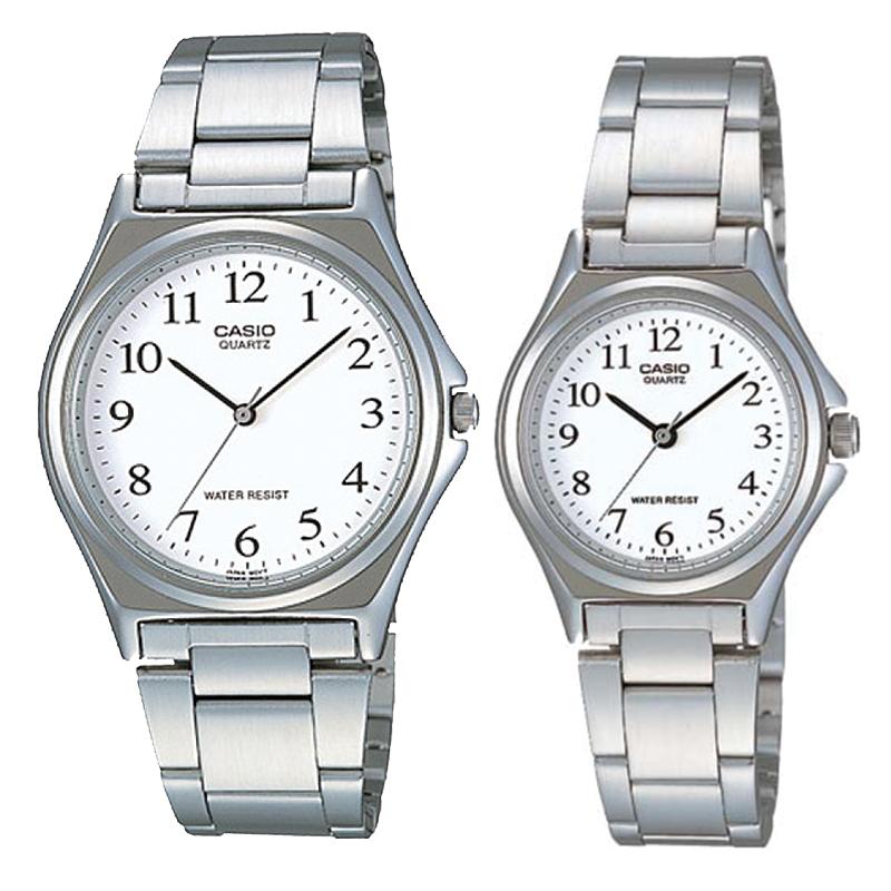 Relojes de pareja Casio MTP-1130A-7B + LTP-1130A-7B en acero plateado originales
