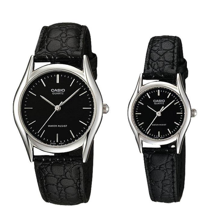 Relojes de Pareja Casio MTP-1094E-1A + LTP-1094E-1A - Negro Cuero Original