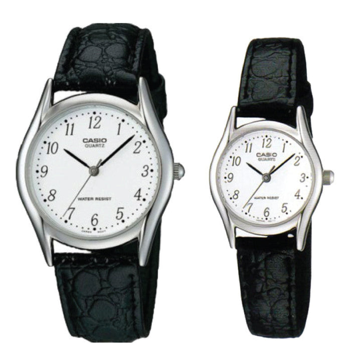 Relojes de Pareja Casio MTP-1094E-7B + LTP-1094E-7B - Negro Cuero Original