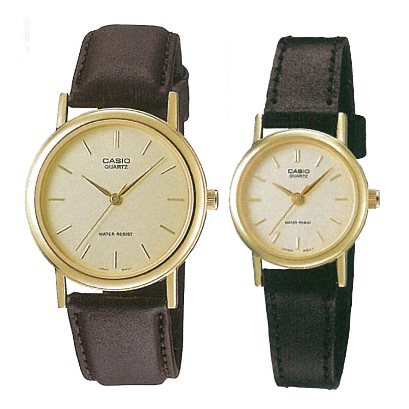Relojes de pareja Casio MTP-1095Q-9A + LTP-1095Q-9A en cuero marrón originales
