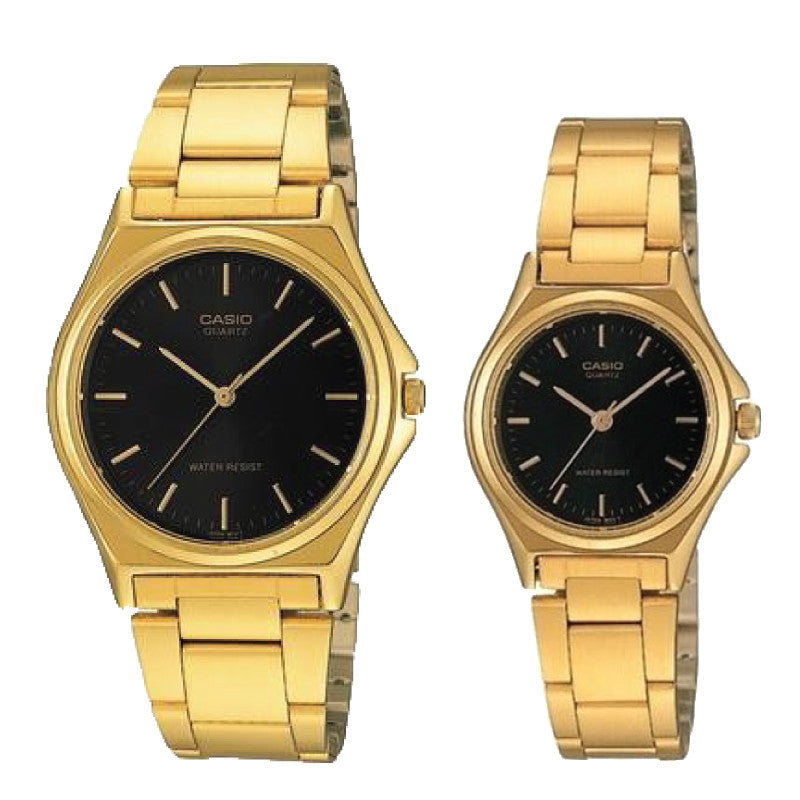 Relojes de pareja Casio MTP-1130N-1A + LTP-1130N-1A en acero dorado originales