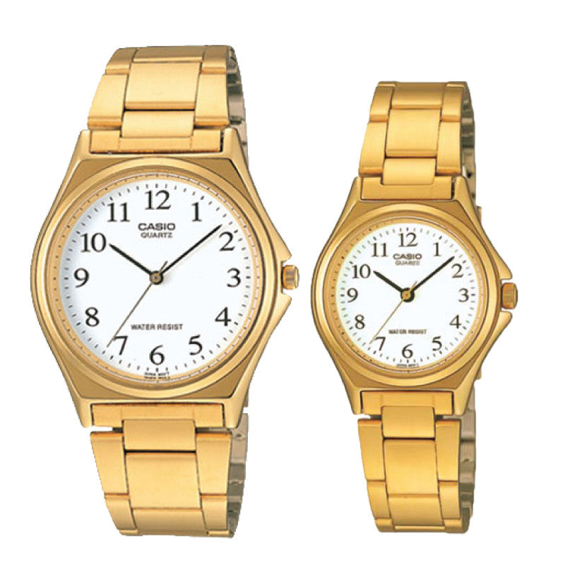 Relojes de pareja Casio MTP-1130N-7B + LTP-1130N-7B en acero dorado originales