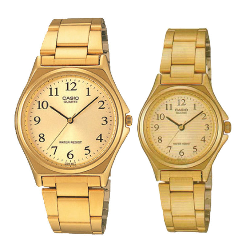 Relojes de pareja Casio MTP-1130N-9B + LTP-1130N-9B en acero dorado originales