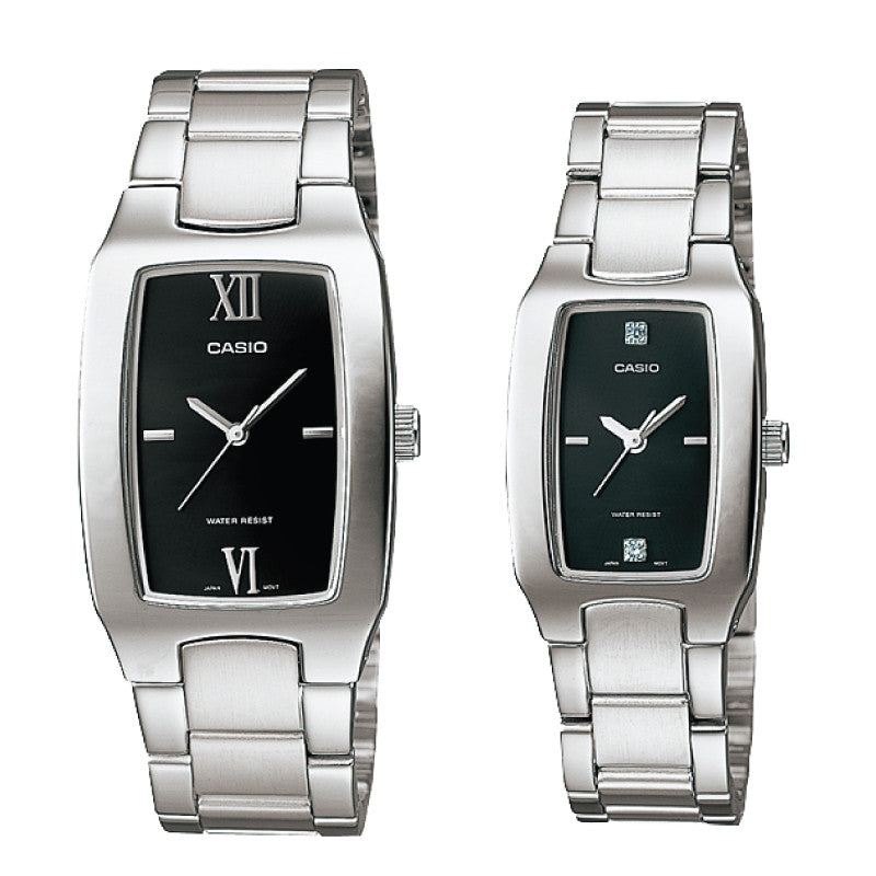 Relojes de pareja Casio MTP-1165A-1C2 + LTP-1165A-1C2 en acero plateado originales