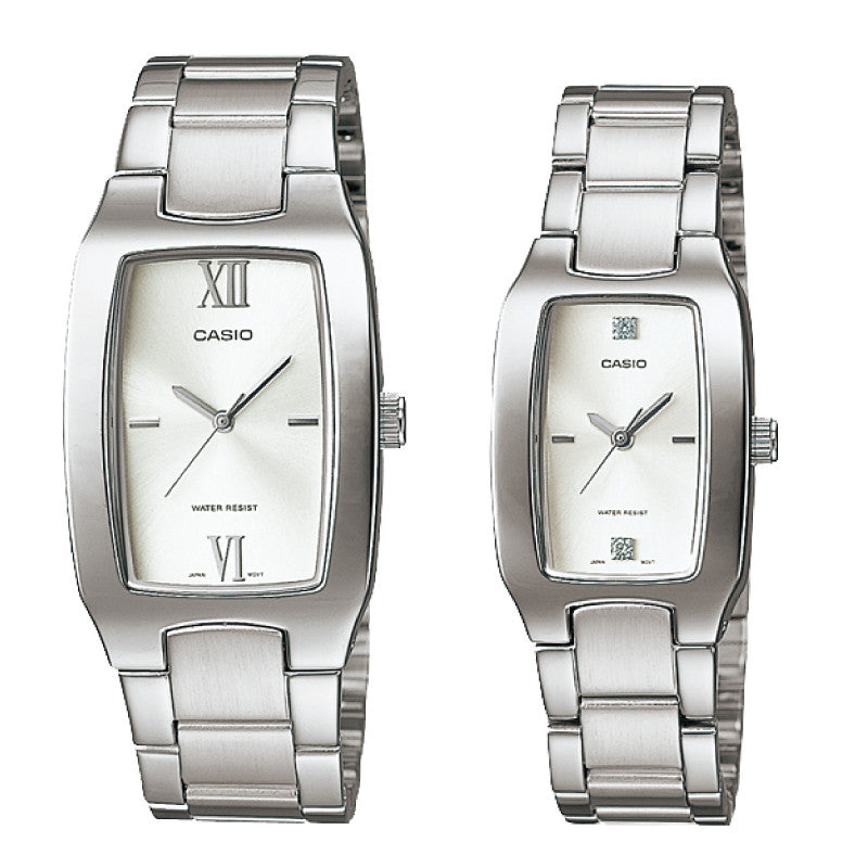 Relojes de pareja Casio MTP-1165A-7C2 + LTP-1165A-7C2 en acero plateado originales