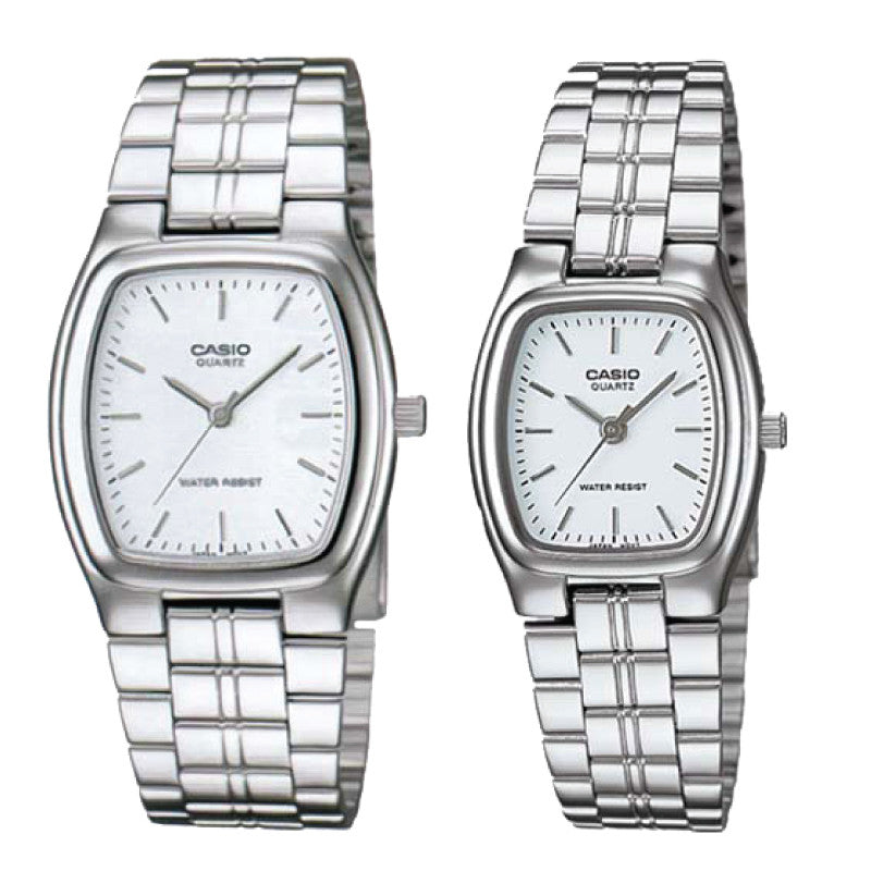 Relojes de pareja Casio MTP-1169D-7A + LTP-1169D-7A en acero plateado originales