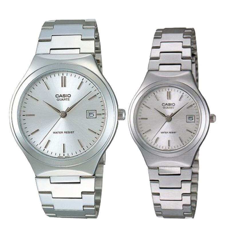Relojes de pareja Casio MTP-1170A-7A + LTP-1170A-7A en acero plateado originales