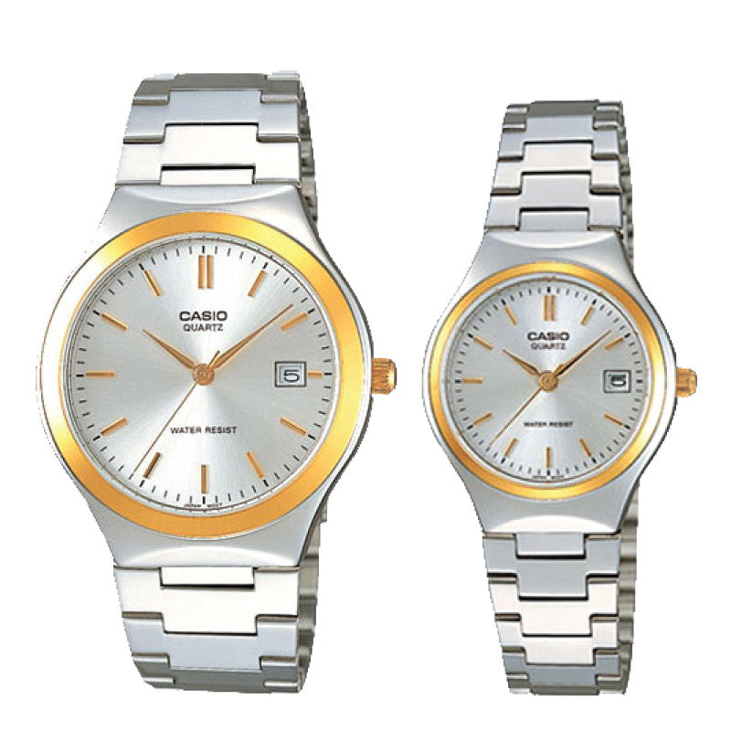 Relojes de pareja Casio MTP-1170G-7A + LTP-1170G-7A en acero bicolor originales