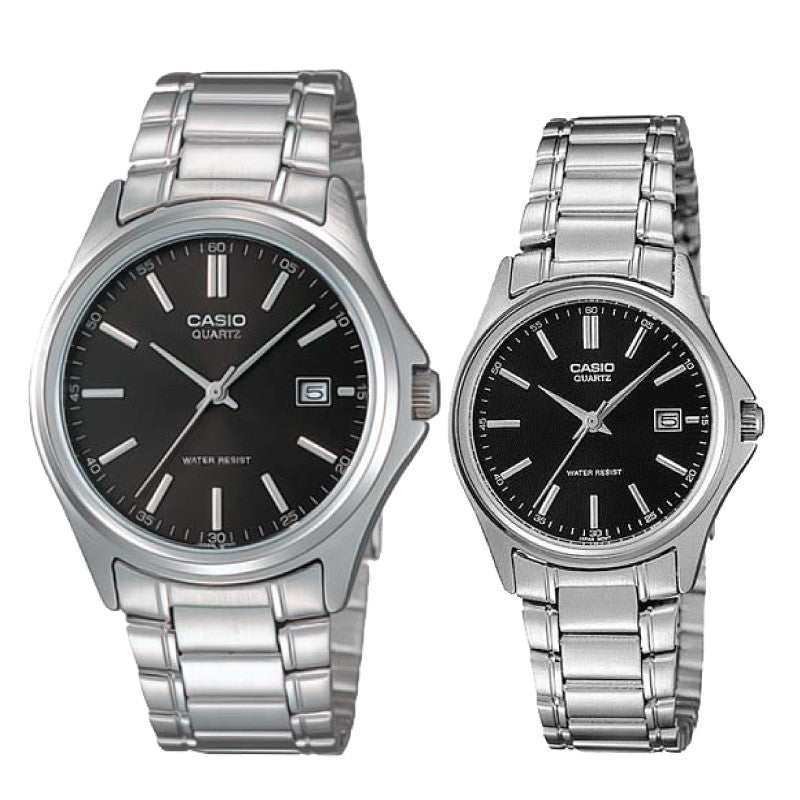 Relojes de pareja Casio MTP-1183A-1A + LTP-1183A-1A en acero plateado originales