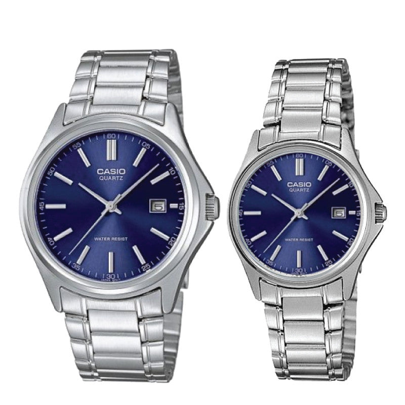 Relojes de pareja Casio MTP-1183A-2A + LTP-1183A-2A en acero plateado originales