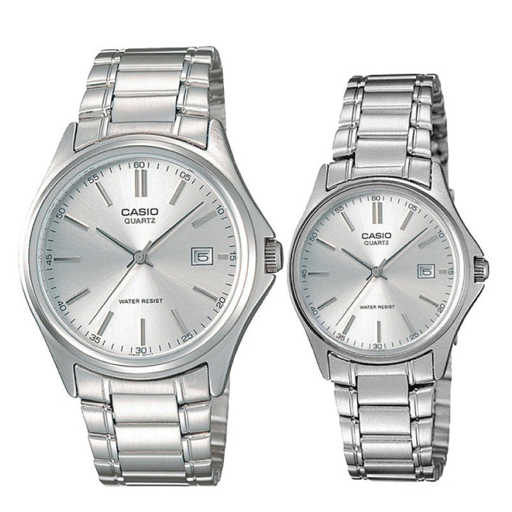 Relojes de pareja Casio MTP-1183A-7A + LTP-1183A-7A en acero plateado originales