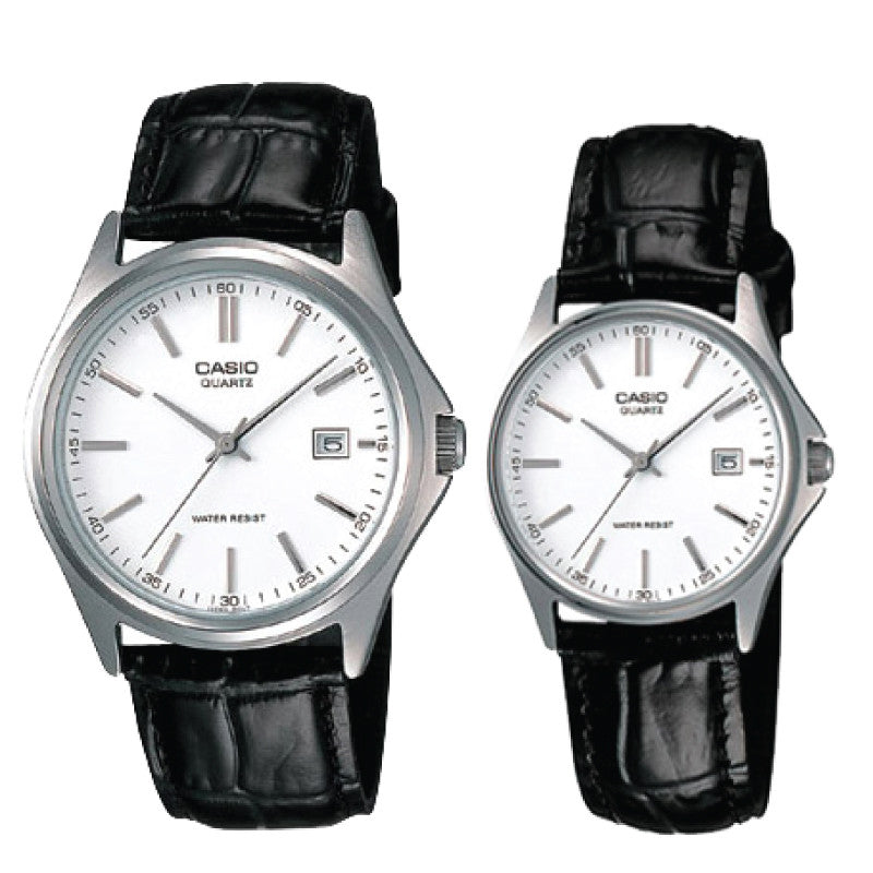 Relojes de pareja Casio MTP-1183E-7A + LTP-1183E-7A en cuero negro originales