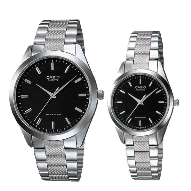 Relojes de pareja Casio MTP-1274D-1A + LTP-1274D-1A en acero plateado originales