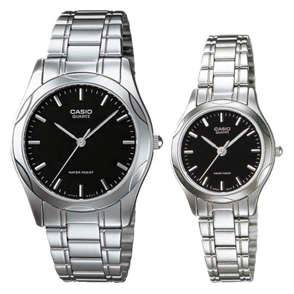 Relojes de pareja Casio MTP-1275D-1A + LTP-1275D-1A en acero plateado originales