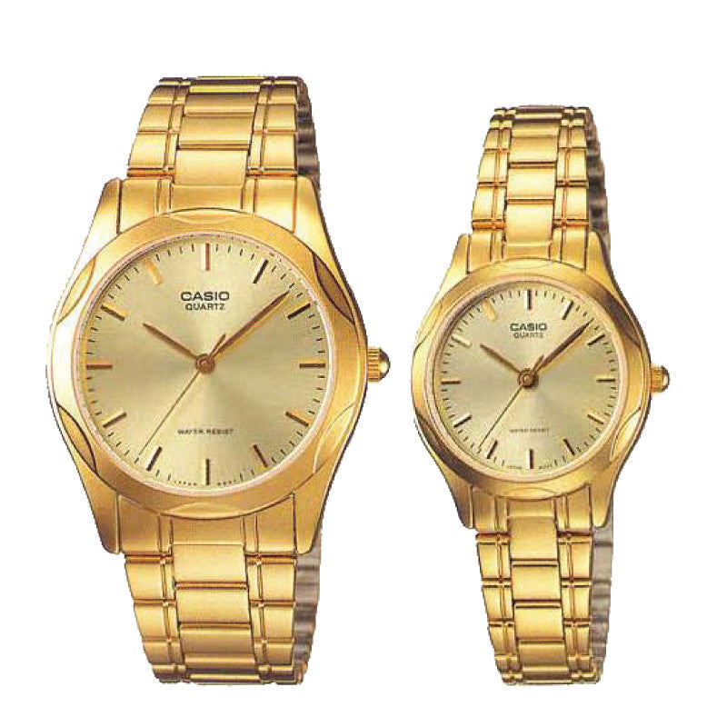 Relojes de pareja Casio MTP-1275G-9A + LTP-1275G-9A en acero dorado originales