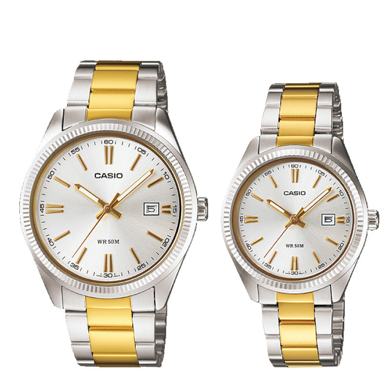 Relojes de pareja Casio MTP-1302SG-7A + LTP-1302SG-7A en acero bicolor originales
