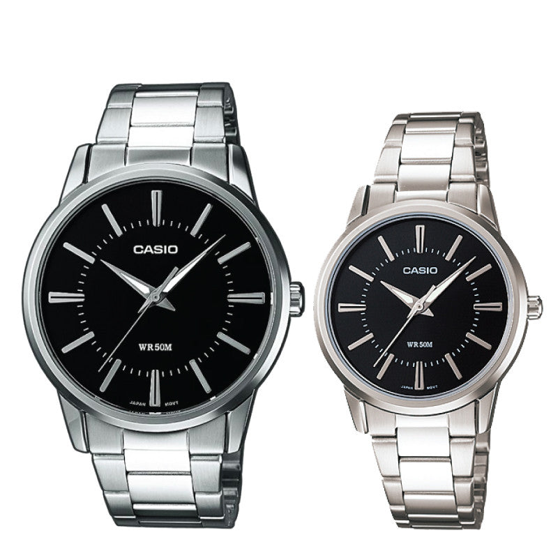 Relojes de pareja Casio MTP-1303D-1A + LTP-1303D-1A en acero plateado originales
