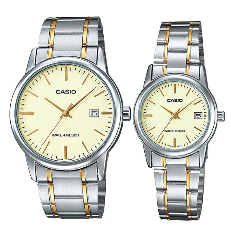 Relojes de pareja Casio MTP-V002SG-9A + LTP-V002SG-9A en acero bicolor originales