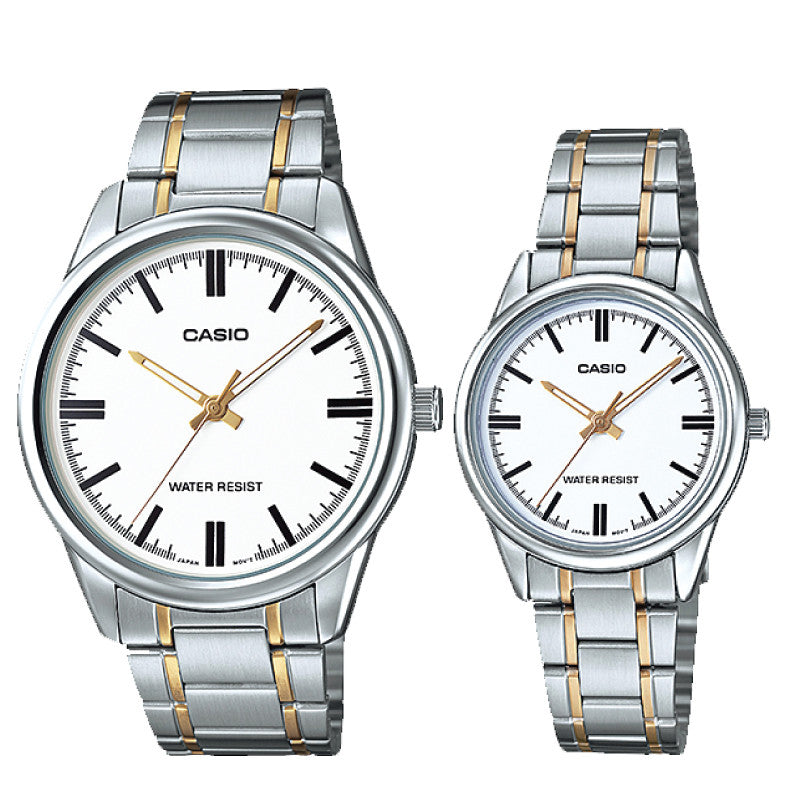Relojes de pareja Casio MTP-V005SG-7A + LTP-V005SG-7A en acero bicolor originales