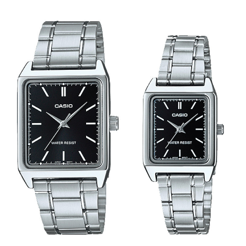 Relojes de pareja Casio MTP-V007D-1E + LTP-V007D-1E en acero plateado originales