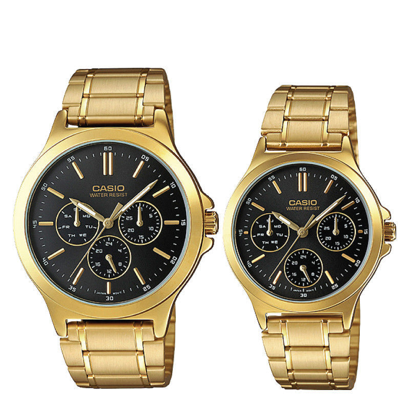 Relojes de pareja Casio MTP-V300G-1A + LTP-V300G-1A en acero dorado originales