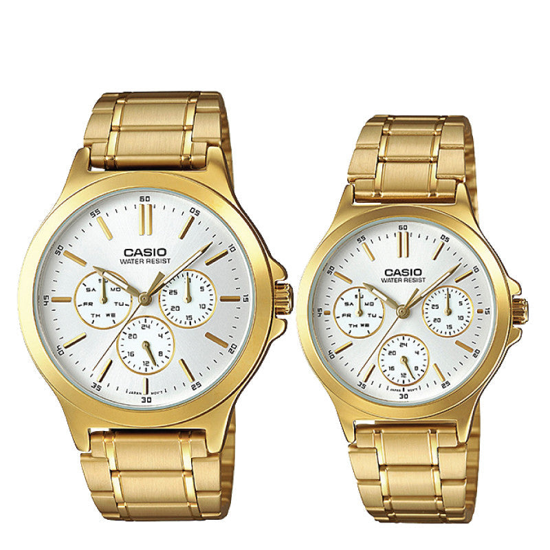 Relojes de pareja Casio MTP-V300G-7A + LTP-V300G-7A en acero dorado originales