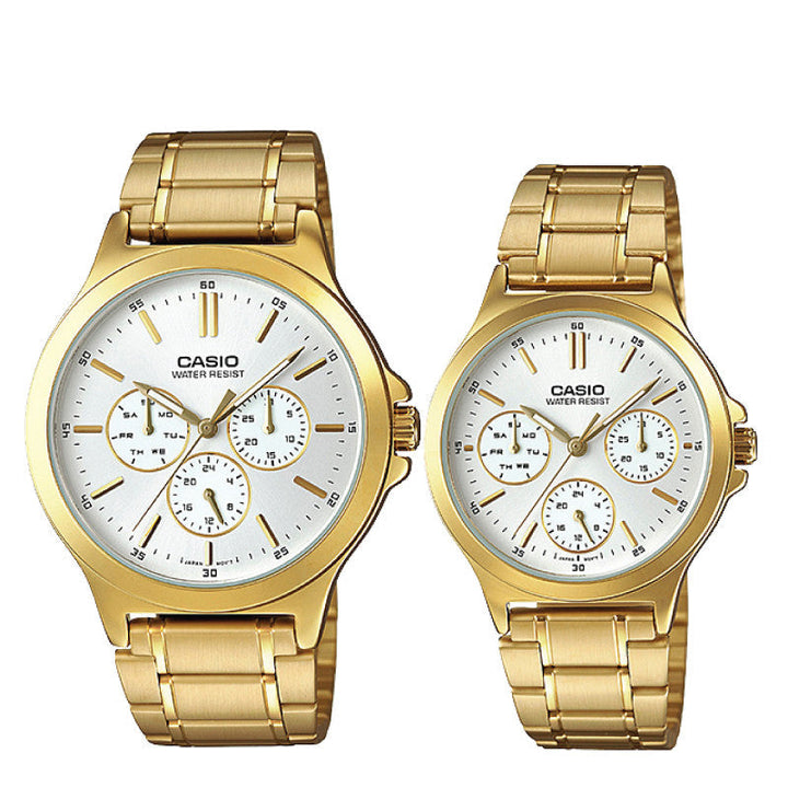Relojes de Pareja Casio MTP-V300G-7A + LTP-V300G-7A - Dorado Acero Original