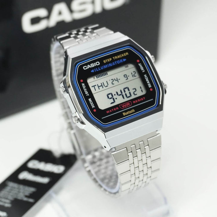 Reloj Casio ABL-100WE-1A plateado y negro unisex original en Perú - detalle de esfera o pantalla