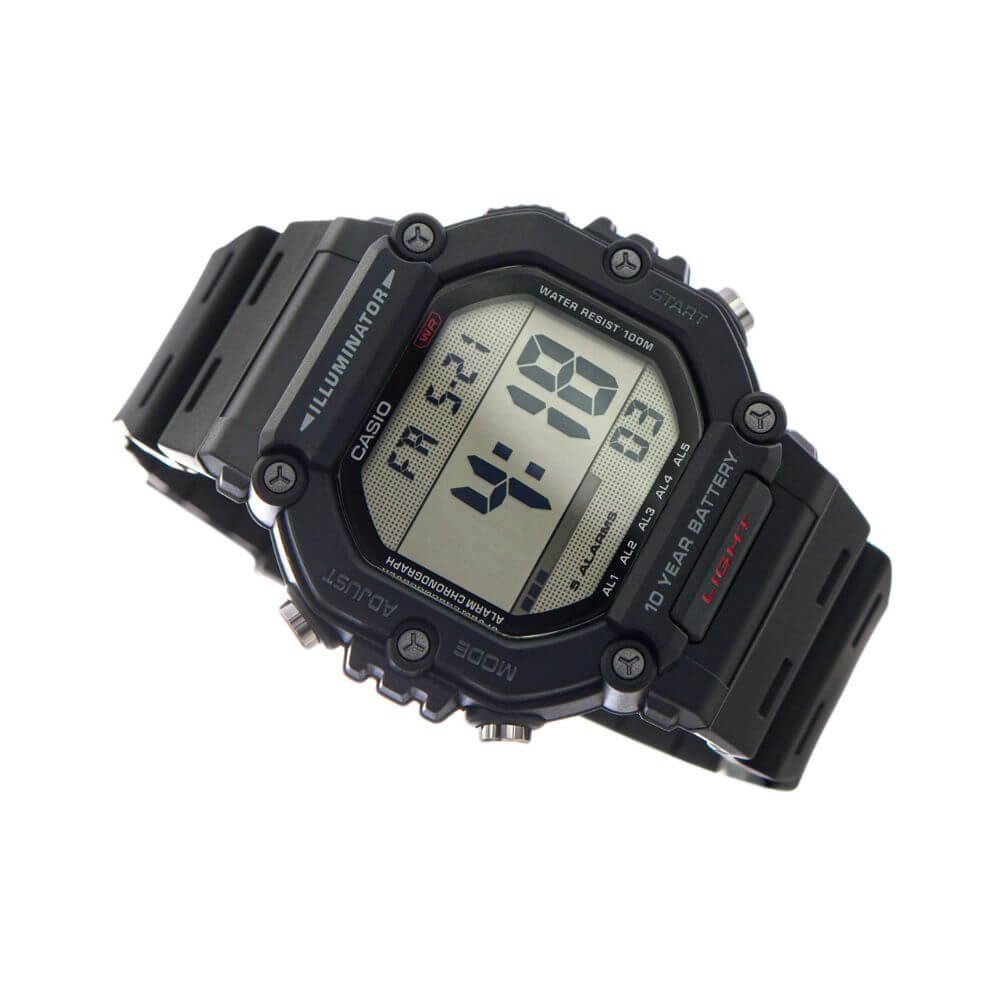 Reloj Casio AE-1600H-1AV digital negro original en Perú - detalle del diseño