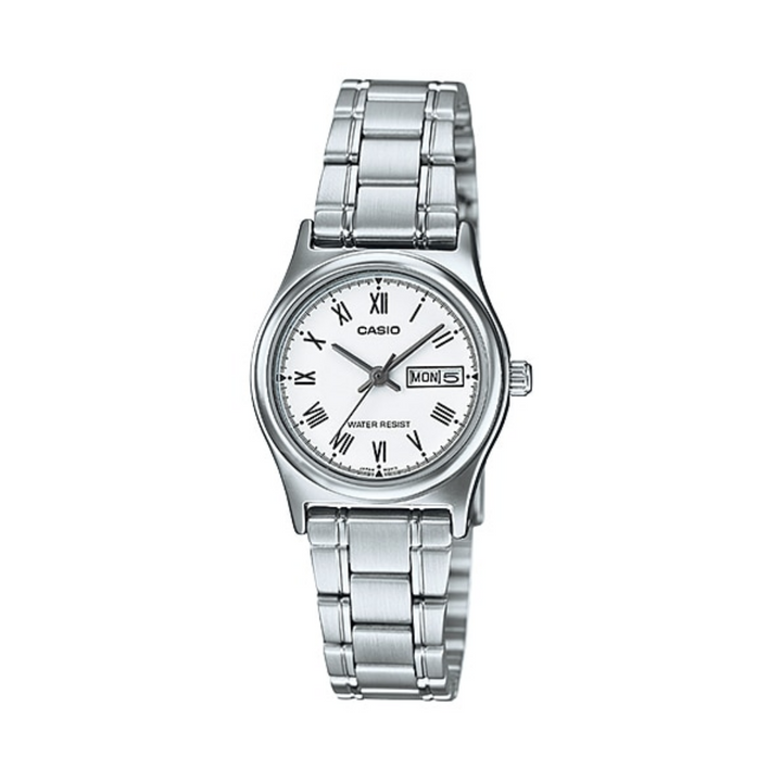 Reloj Casio LTP-V006D-7BUDF Análogo Día y Fecha Mujer Acero Plateado Original - Casio original en Perú | Jherr Perú