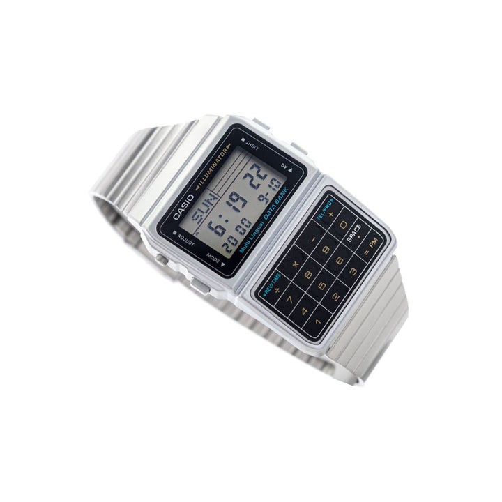 Reloj Casio DBC-611-1DF Vintage Data Bank Calculadora Unisex Acero Plateado Original foto 2 - reloj Casio original en Perú | Jherr Perú